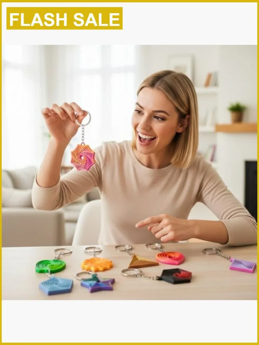 9 Fidget Toys Geometric Keychain Charms 3D Printed Stress Relief Sensory Toy